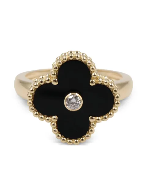 Van Cleef & Arpels Pre-Owned 18K yellow gold Alhambra diamond and onyx ring