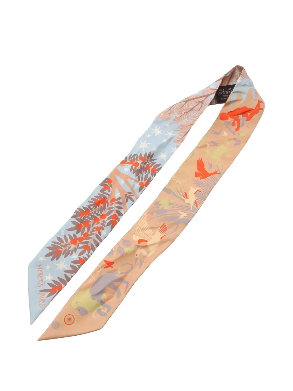 Pre-owned Hermes 2000s Le Charme D'orphee Twilly Scarf In Neutral