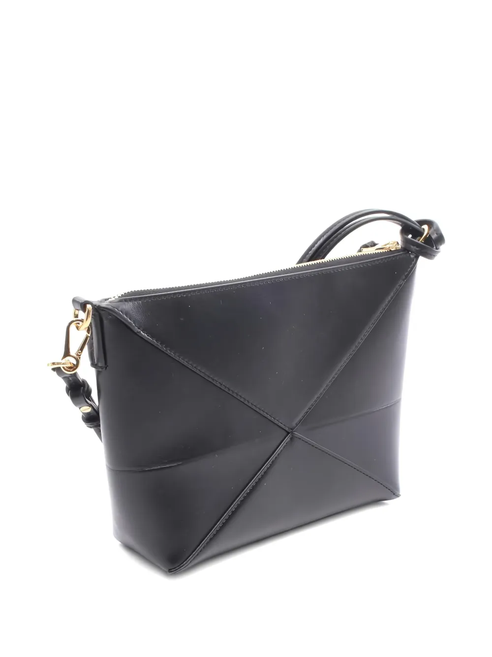 LOEWE Pre-owned 2020s Puzzle Fold Leather Clutch Bag In Black