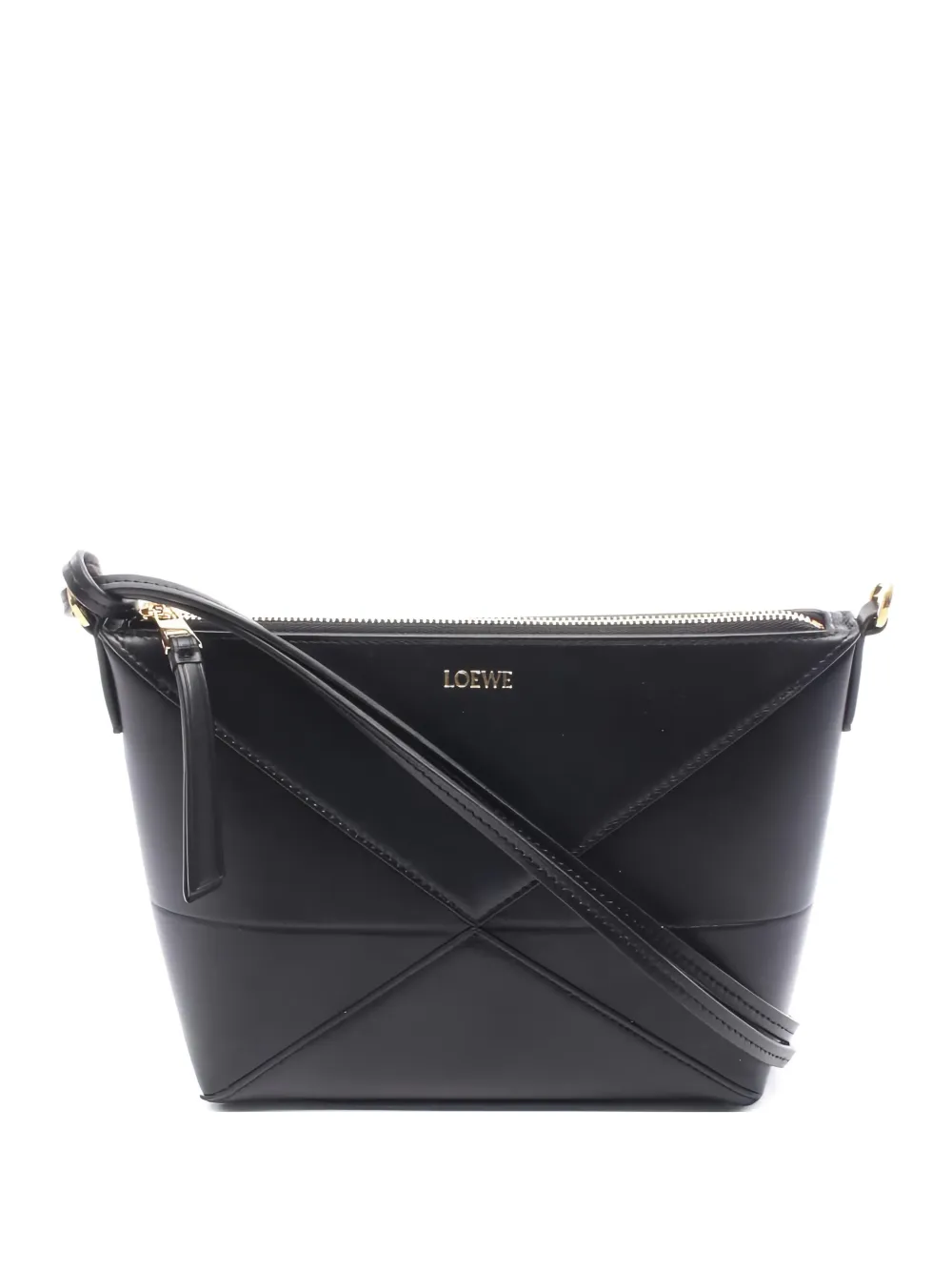 LOEWE Pre-owned 2020s Puzzle Fold Leather Clutch Bag In Black