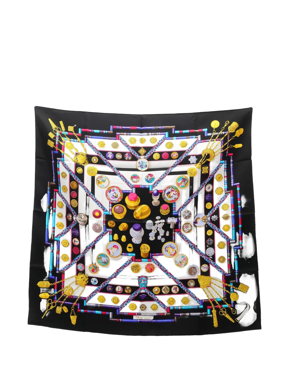 Pre-owned Hermes 2020s Carré 90 Petite Main Scarf In Black