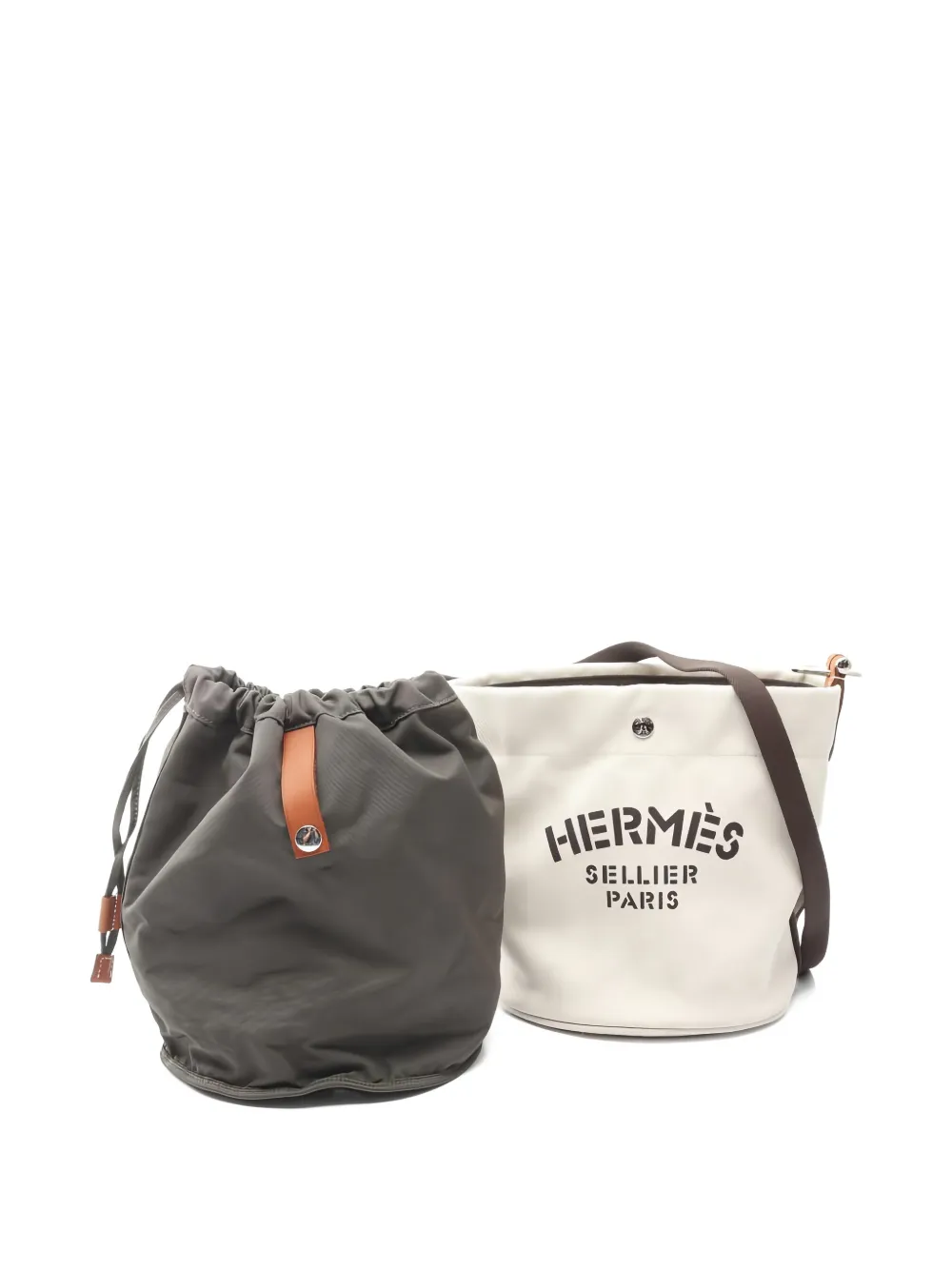 Pre-owned Hermes 2009 Sac De Pansage Bucket Bag In Neutral