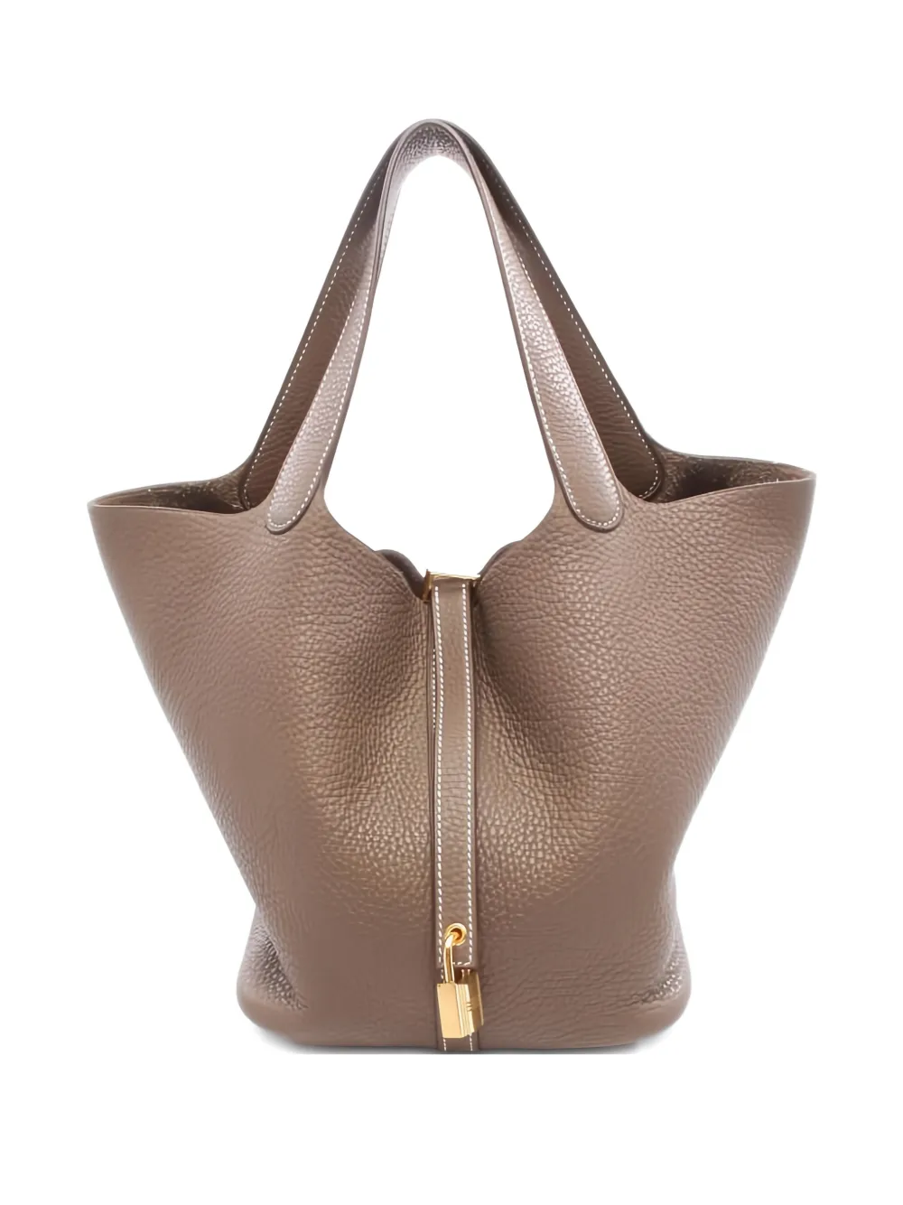 Pre-owned Hermes 2018 Picotin Lock 22 Leather Tote Bag In Brown