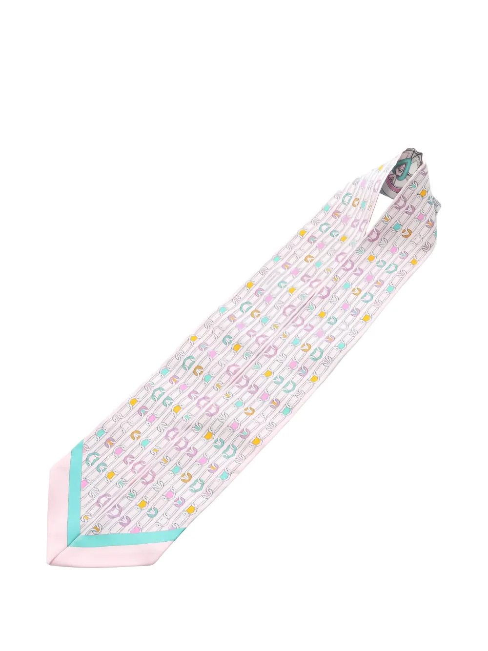 Pre-owned Hermes 2010s Kaleidoscope Ribbon Twilly Scarf In Pink