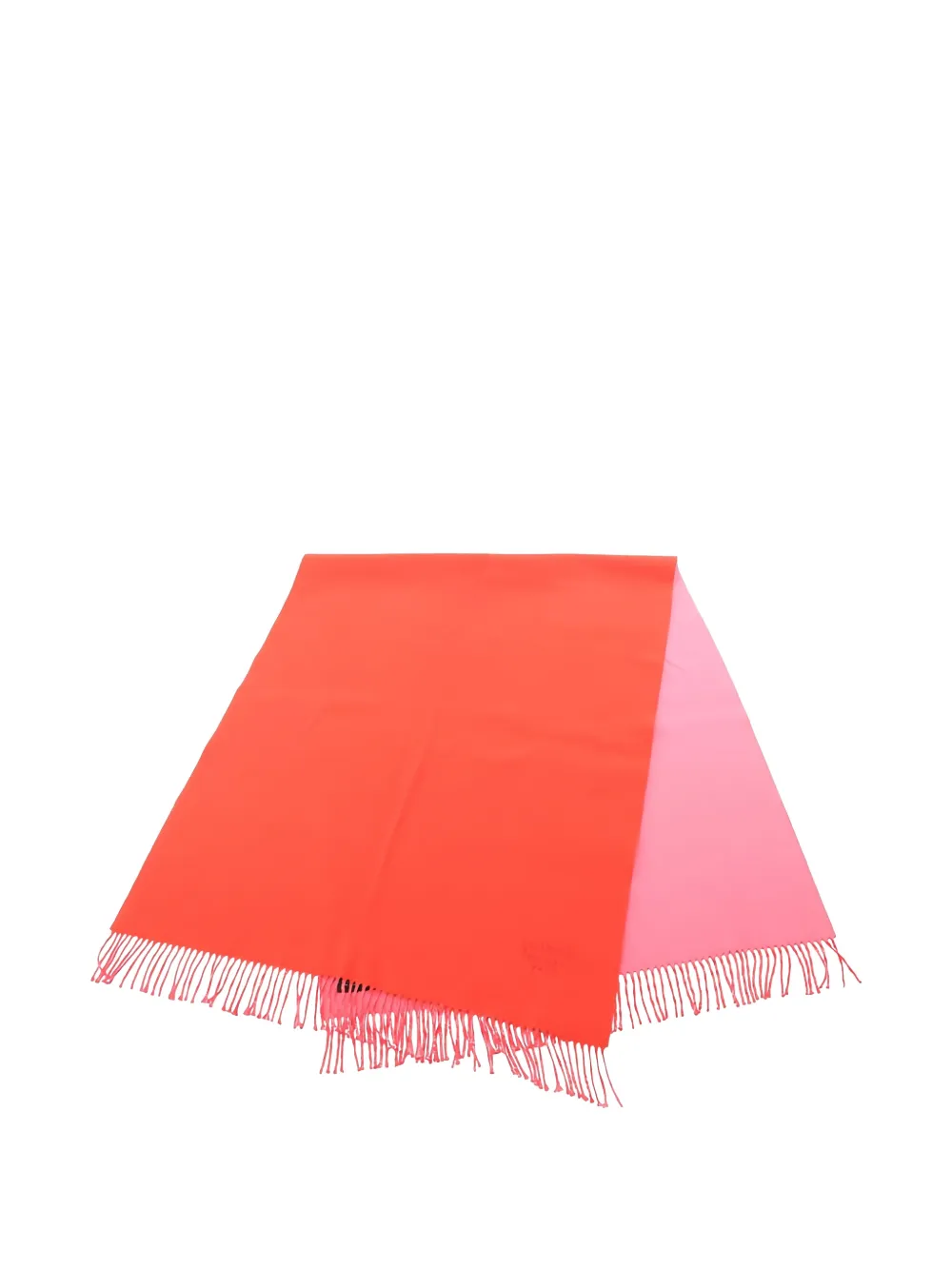 Pre-owned Hermes 2000s Logo Embroidery Fringed Scarf In Orange