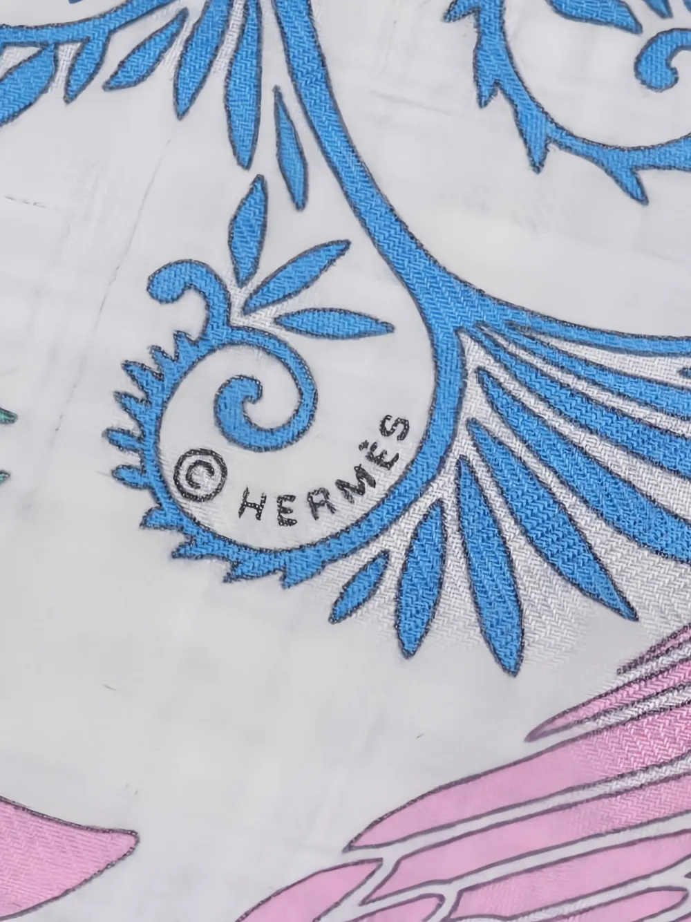 HERMES Pre-owned Sous Le Charme D'orphée Carrés 140 Printed Scarf In White