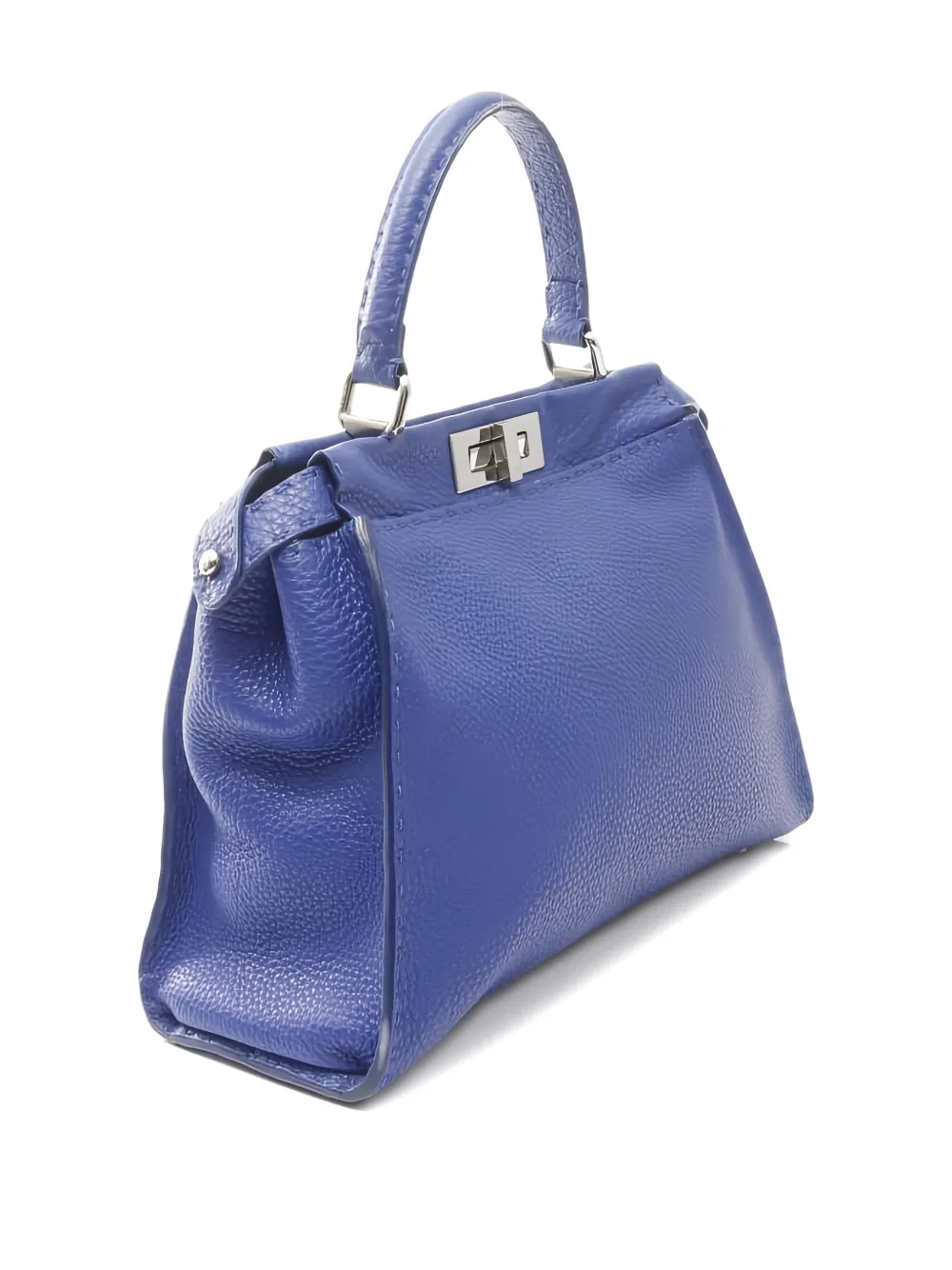 Pre-owned Fendi 2000s Peekaboo Leather Tote Bag In Blue