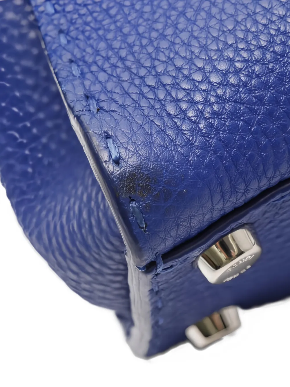 Pre-owned Fendi 2000s Peekaboo Leather Tote Bag In Blue