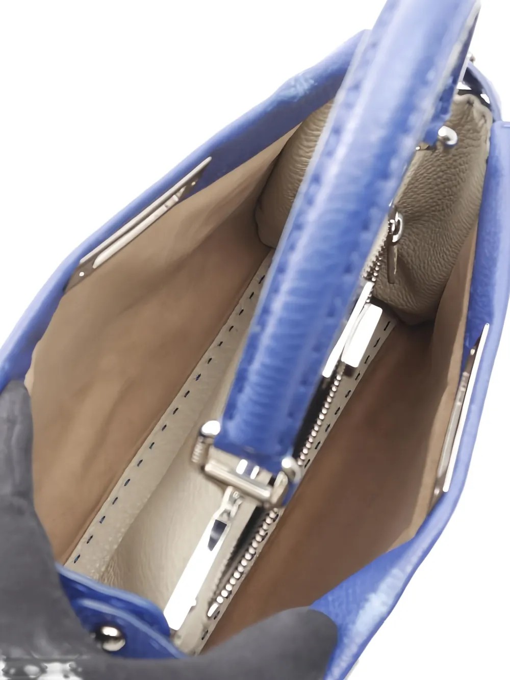 Pre-owned Fendi 2000s Peekaboo Leather Tote Bag In Blue