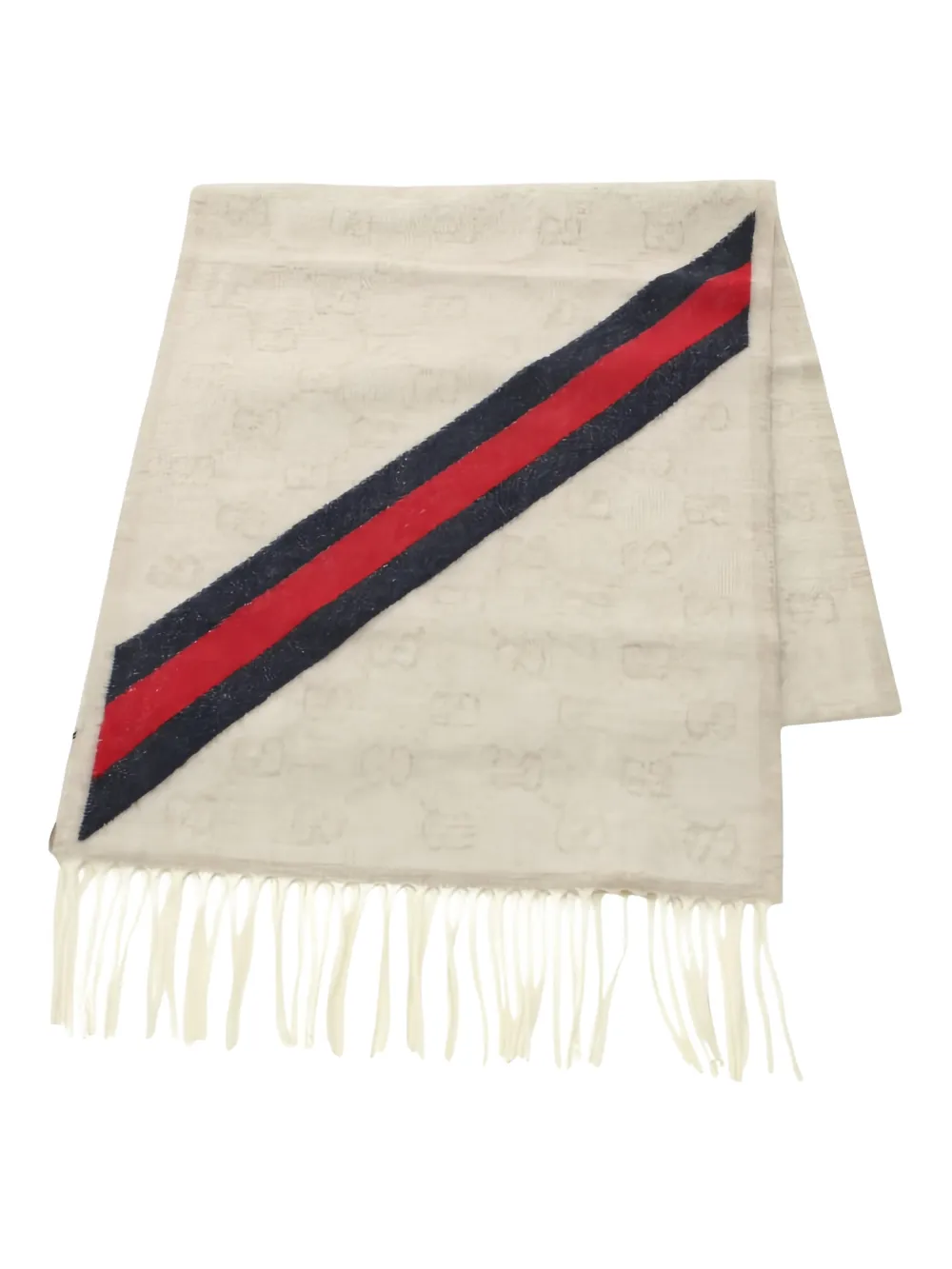 Gucci Pre-Owned 2020 gg pattern fringed scarf | Neutrals | Image 1