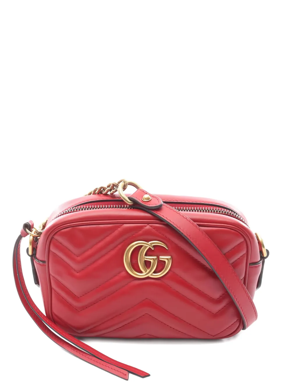 GUCCI Pre-owned 2000s Gg Marmont Quilting Chain Mini Bag In Red