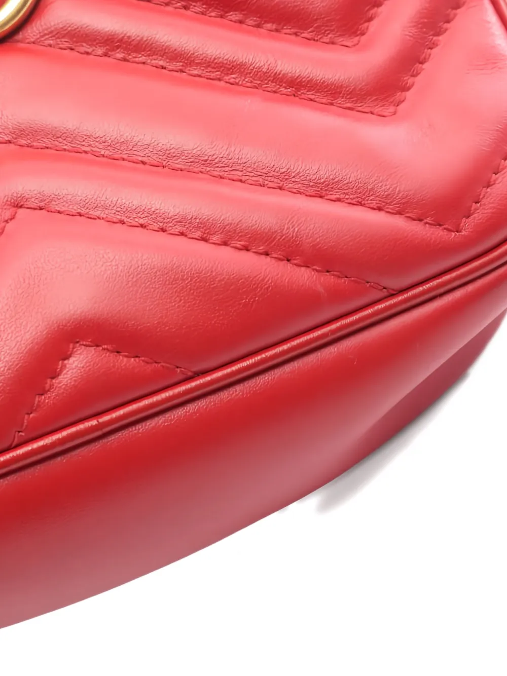 GUCCI Pre-owned 2000s Gg Marmont Quilting Chain Mini Bag In Red