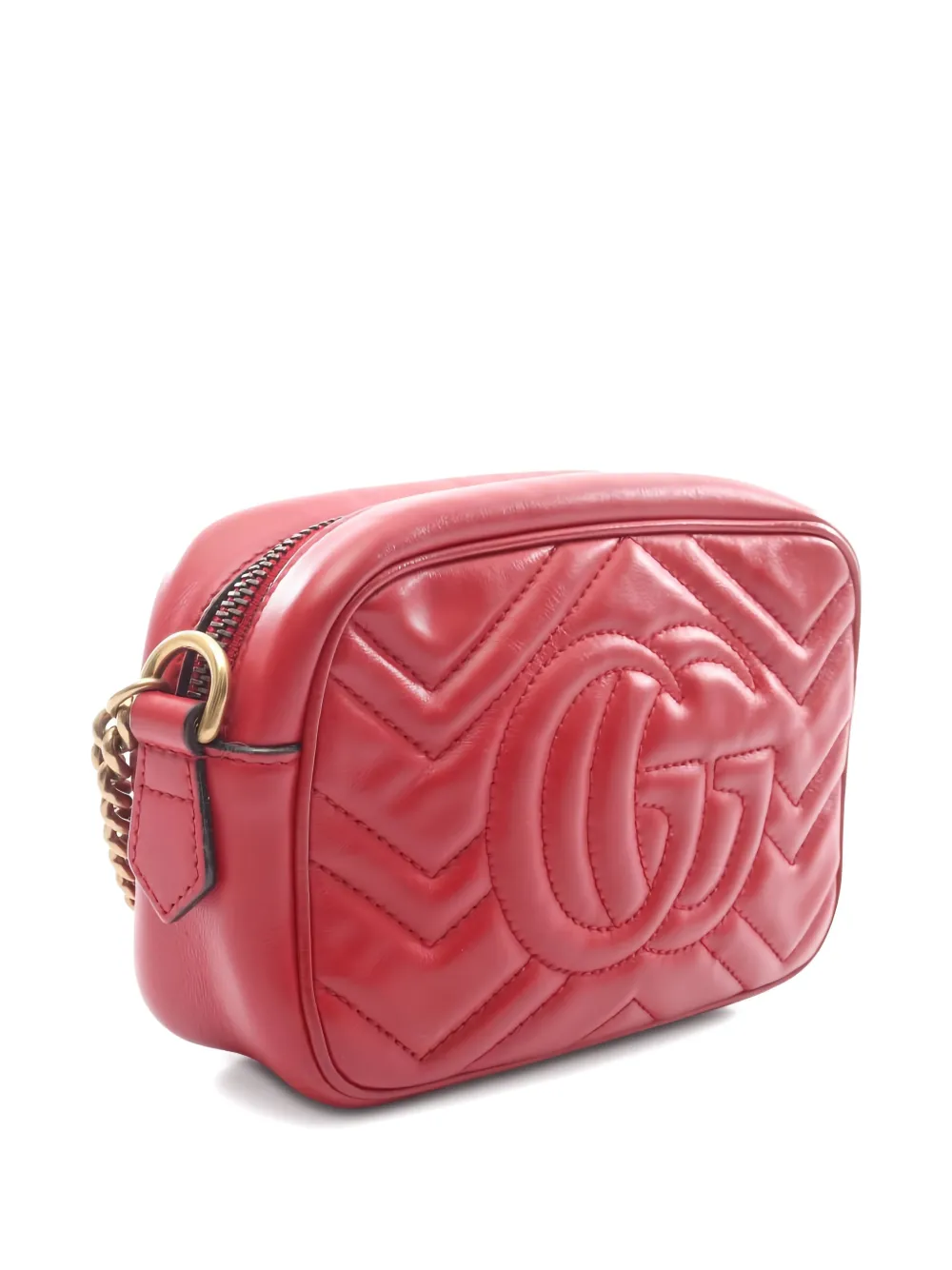 GUCCI Pre-owned 2000s Gg Marmont Quilting Chain Mini Bag In Red