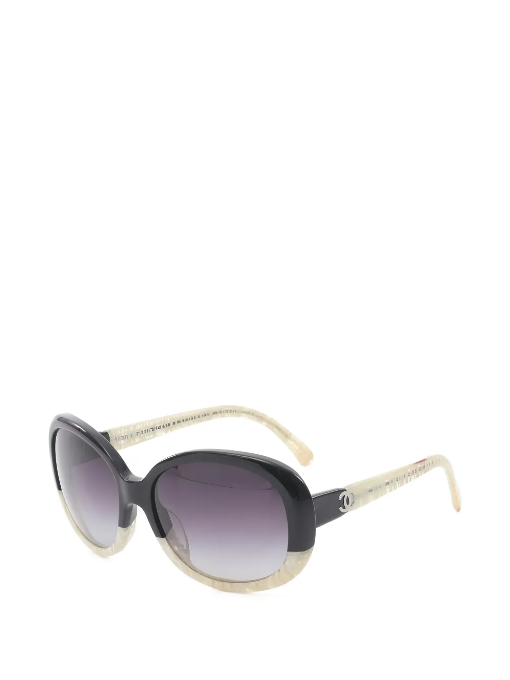 CHANEL Pre-owned Round-frame Cc-mark Sunglasses In Black