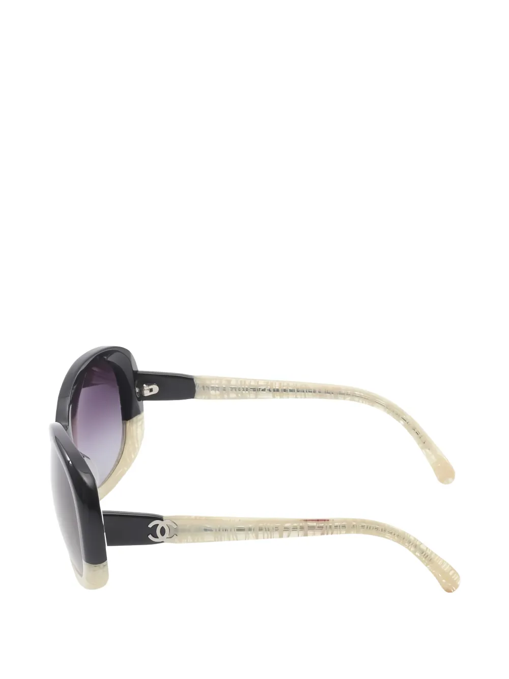 CHANEL Pre-owned Round-frame Cc-mark Sunglasses In Black