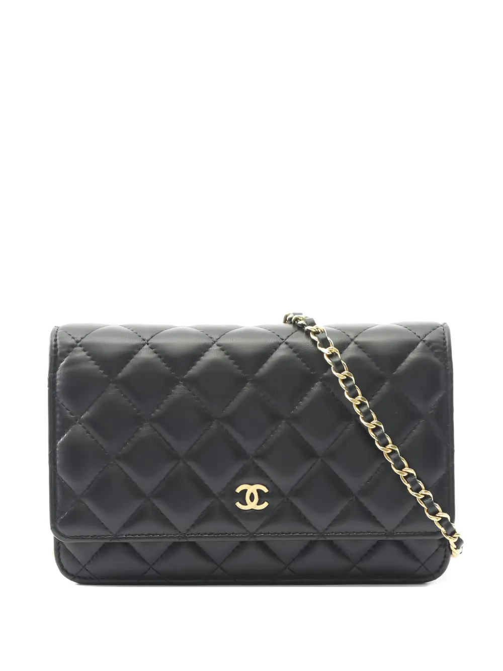 Pre-owned Chanel 2021 Quilted Chain Wallet In Black
