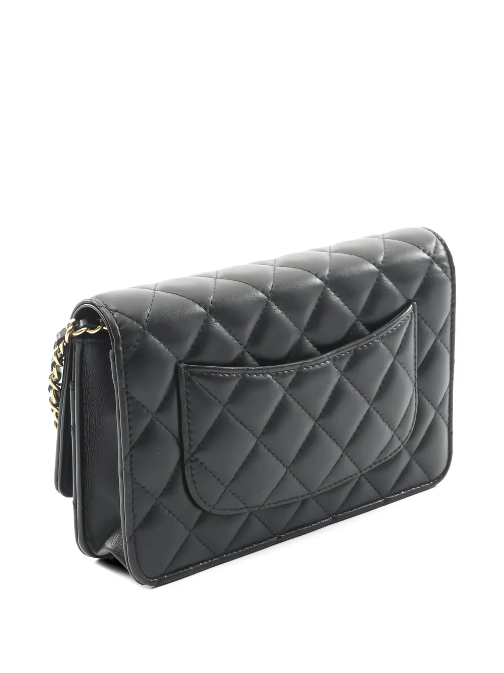 Pre-owned Chanel 2021 Quilted Chain Wallet In Black