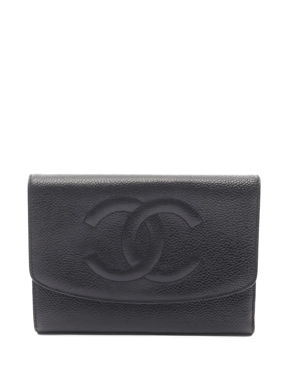 Pre-owned Chanel 1997-1999 Coco Mark Bi-fold Wallet In Black