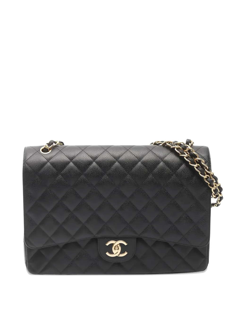 Pre-owned Chanel 2010~2011 Maxi Double Flap Matelasse-design Shoulder Bag In Black
