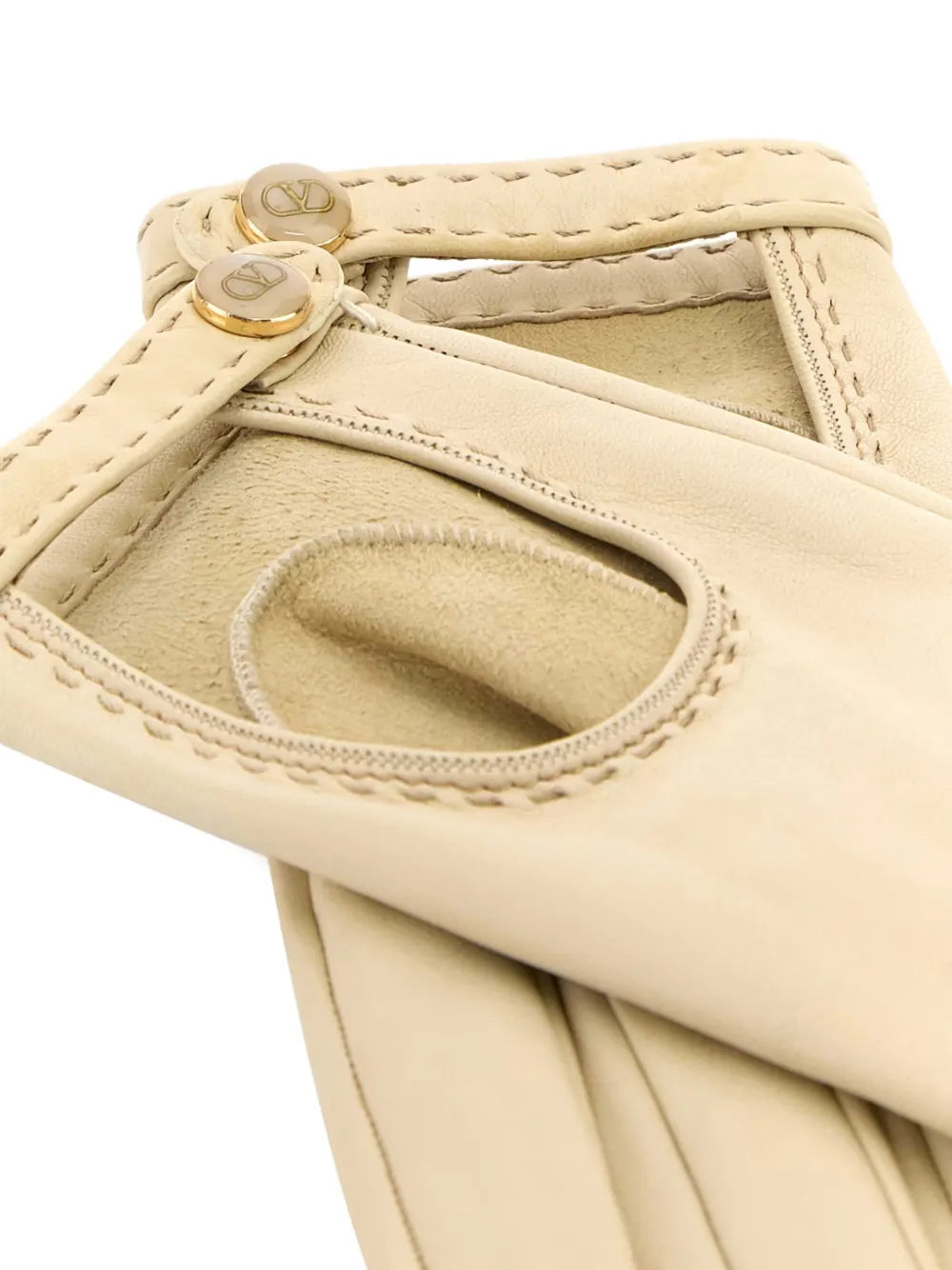 Valentino Garavani VLogo leren handschoenen met uitgesneden details - Beige
