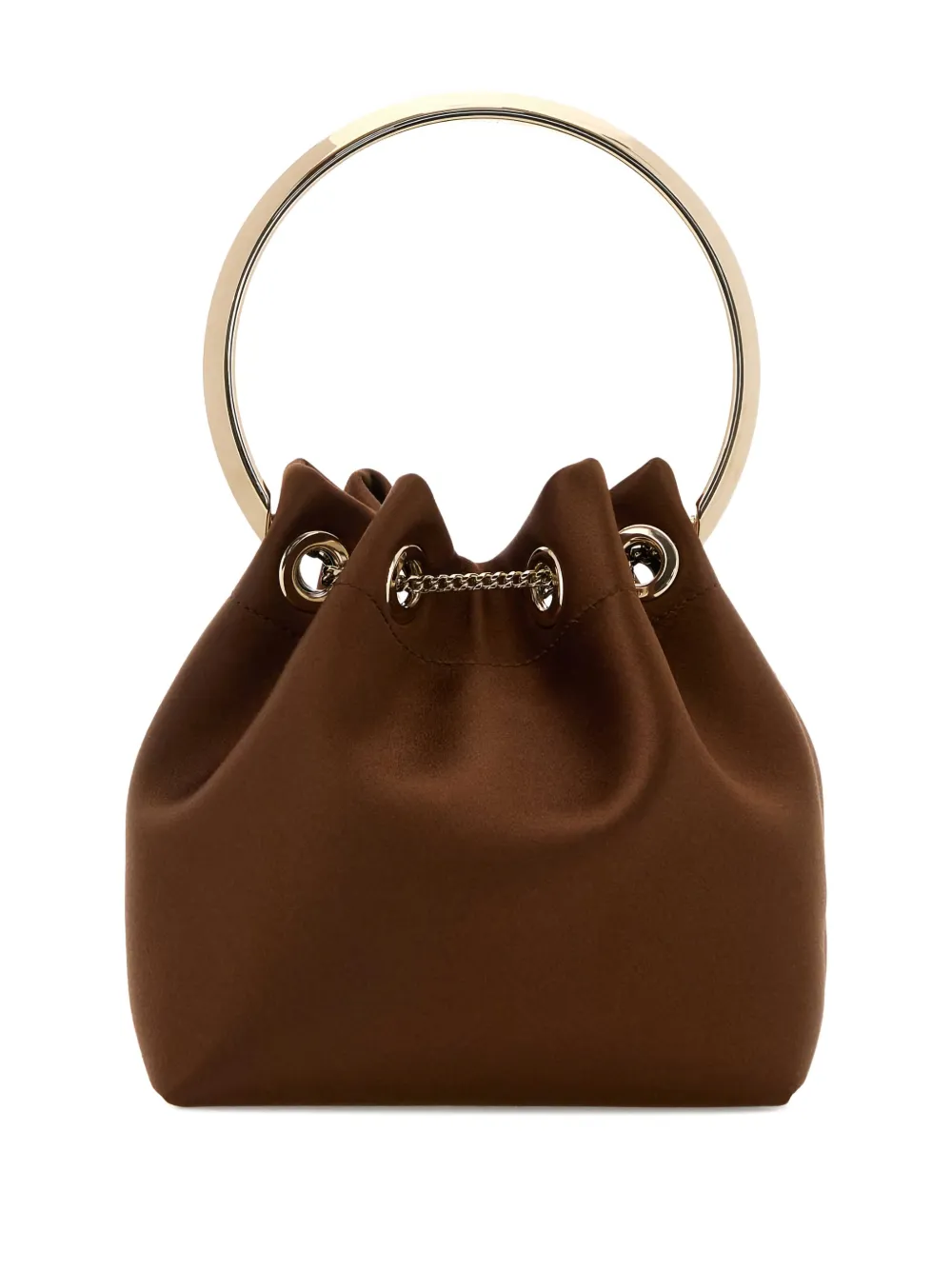 Jimmy Choo Bon Bon Satin Bucket Bag In Brown