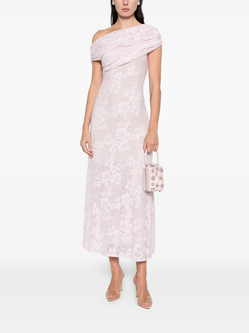 Self-Portrait lace midi dress - Roze