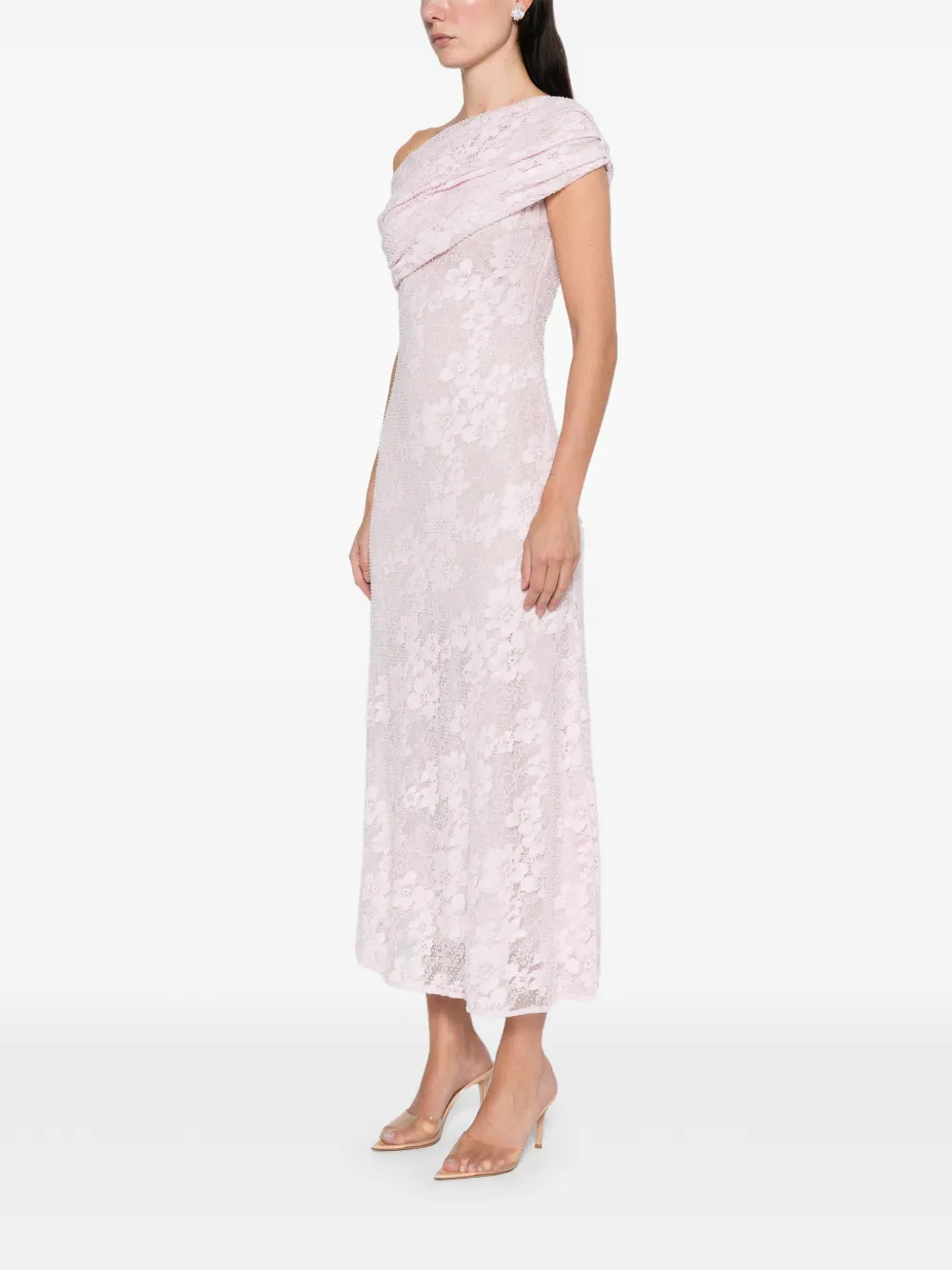 Self-Portrait Midi-jurk met kant Roze