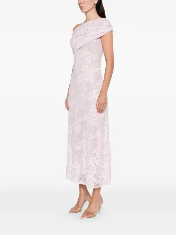 chinese dress ladies Pink Knit Lace Insert Midi Dress – self-portrait-US main image 1