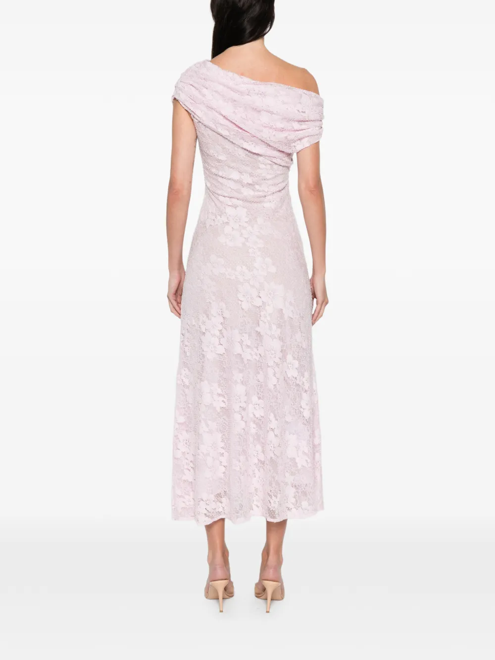 Self-Portrait Midi-jurk met kant Roze