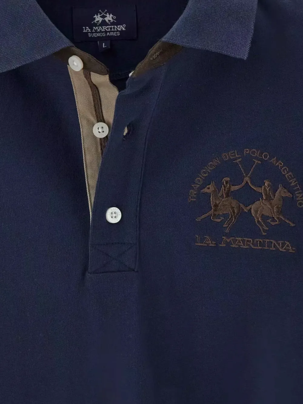 La Martina Beato Long-sleeve Logo-embroidered Polo Shirt In Blue