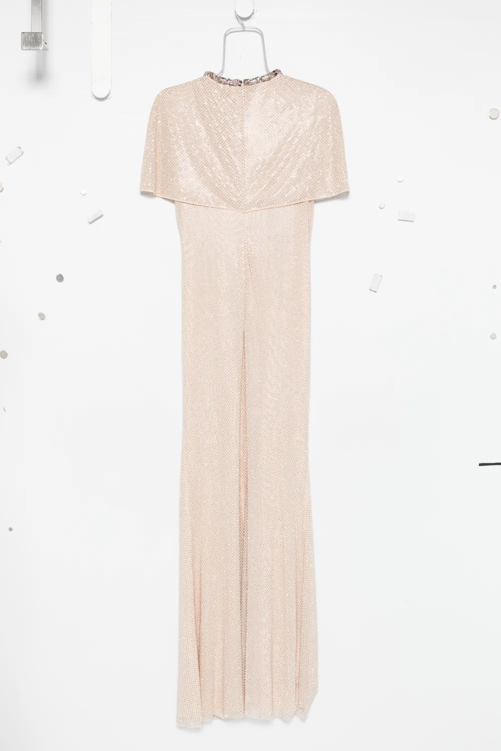 Self-portrait Embellished Draped Maxi Dress In Neutral