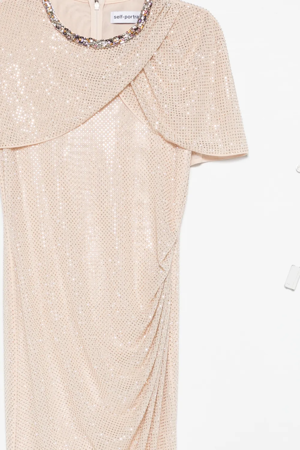 Self-portrait Embellished Draped Maxi Dress In Neutral