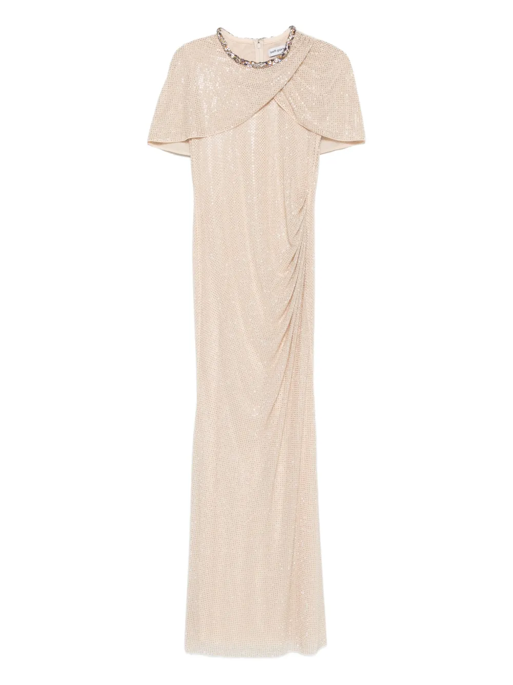 Self-Portrait embellished draped maxi dress - Toni neutri