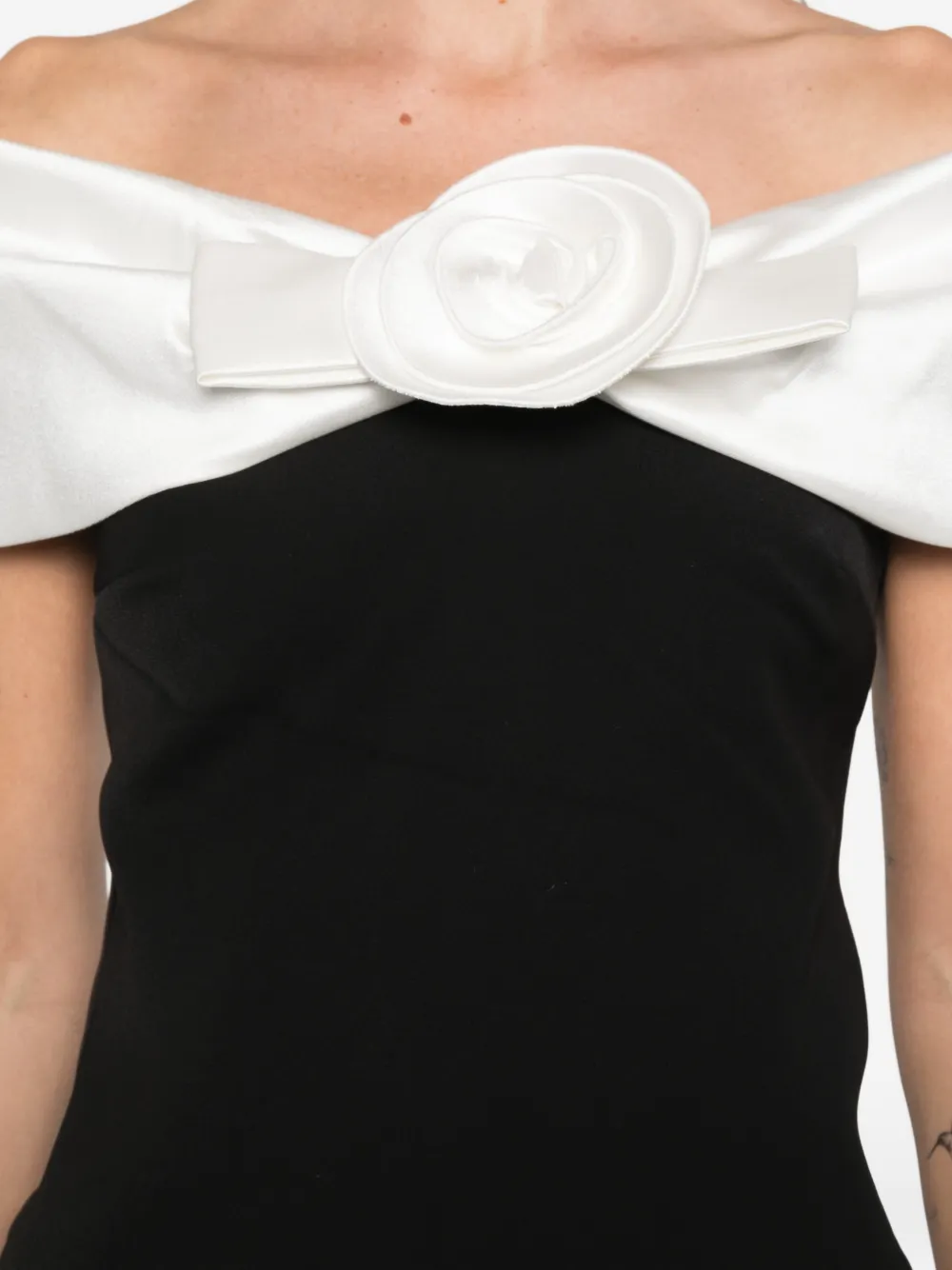 Self-portrait Floral-appliqué Mini Dress In Black