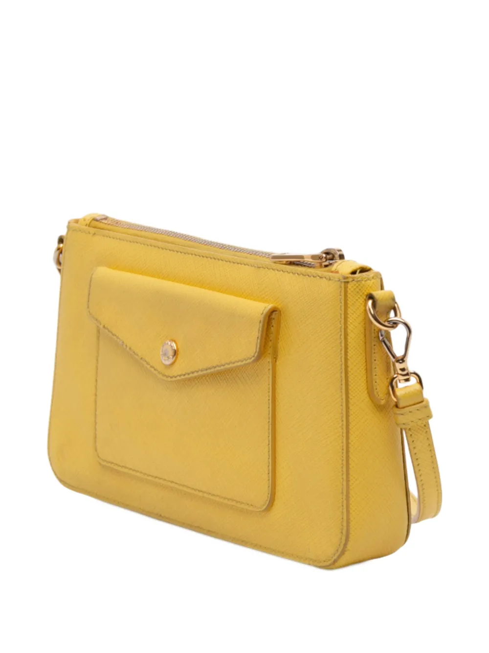 PRADA Pre-owned 2013-2025 Saffiano Lux Front Pocket Crossbody Bag In Yellow