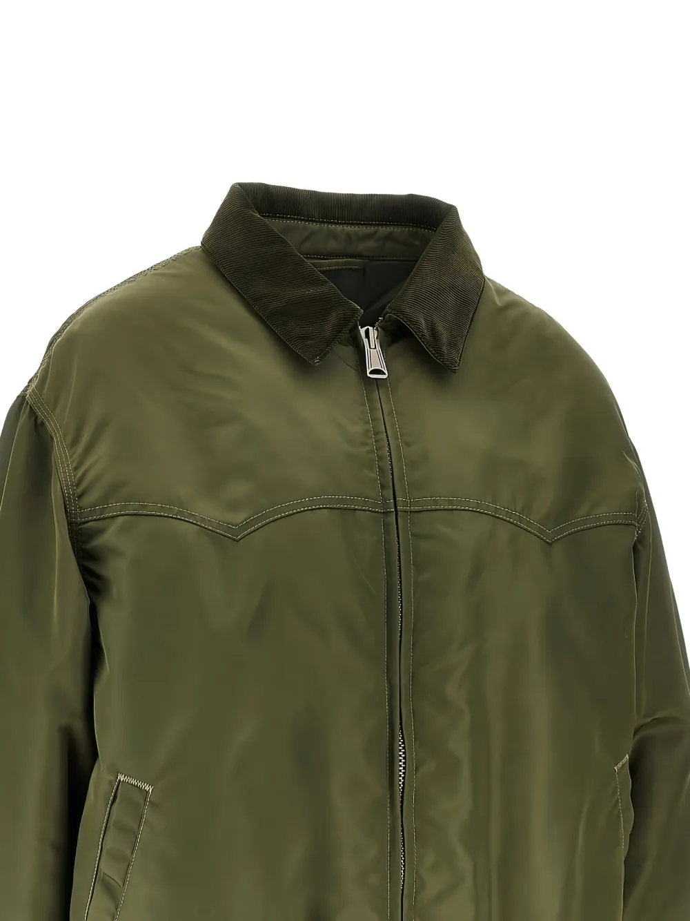 Maison Margiela corduroy collar bomber jacket Groen