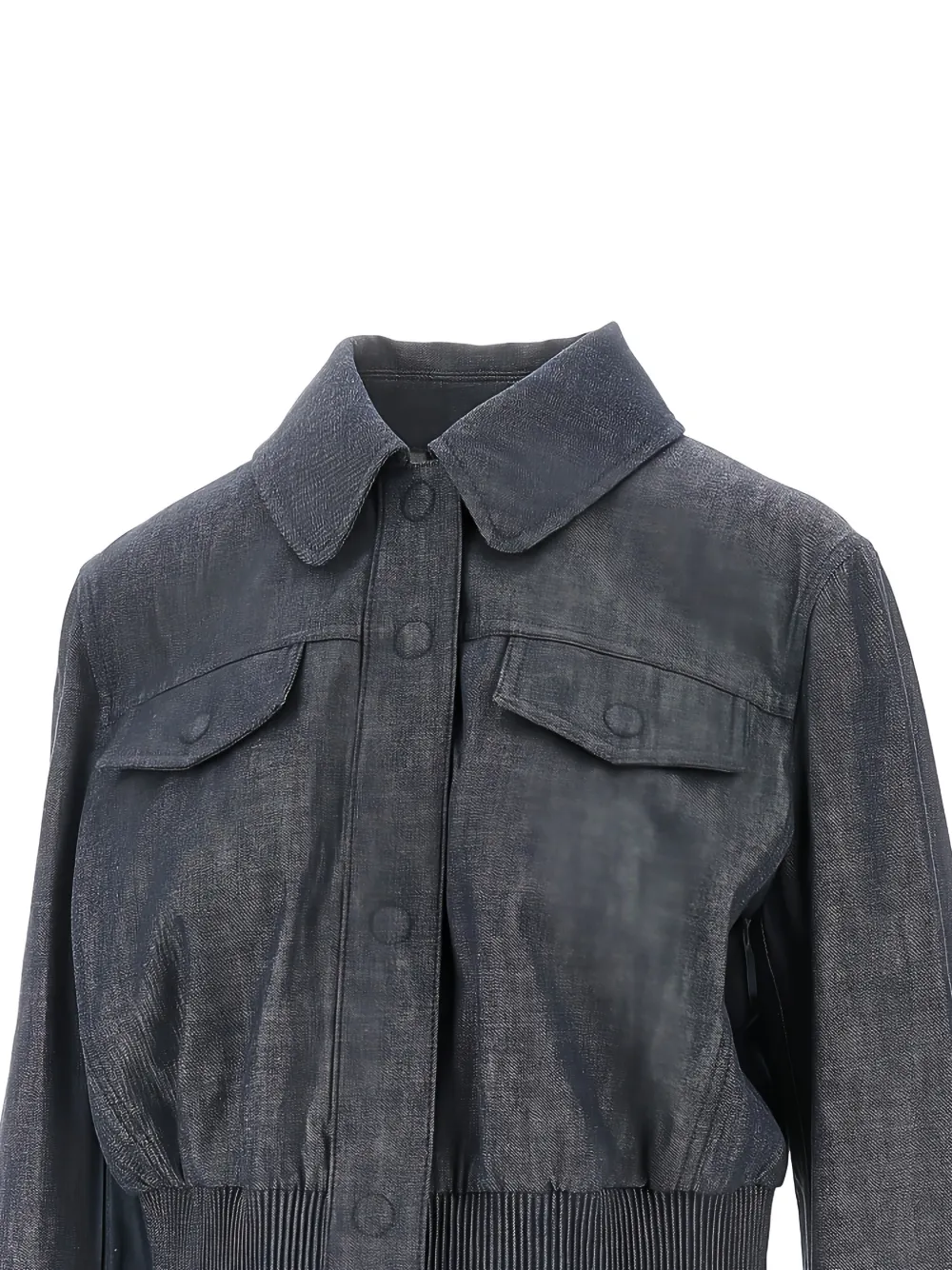 Fendi Chambray Cropped Jacket In Gray