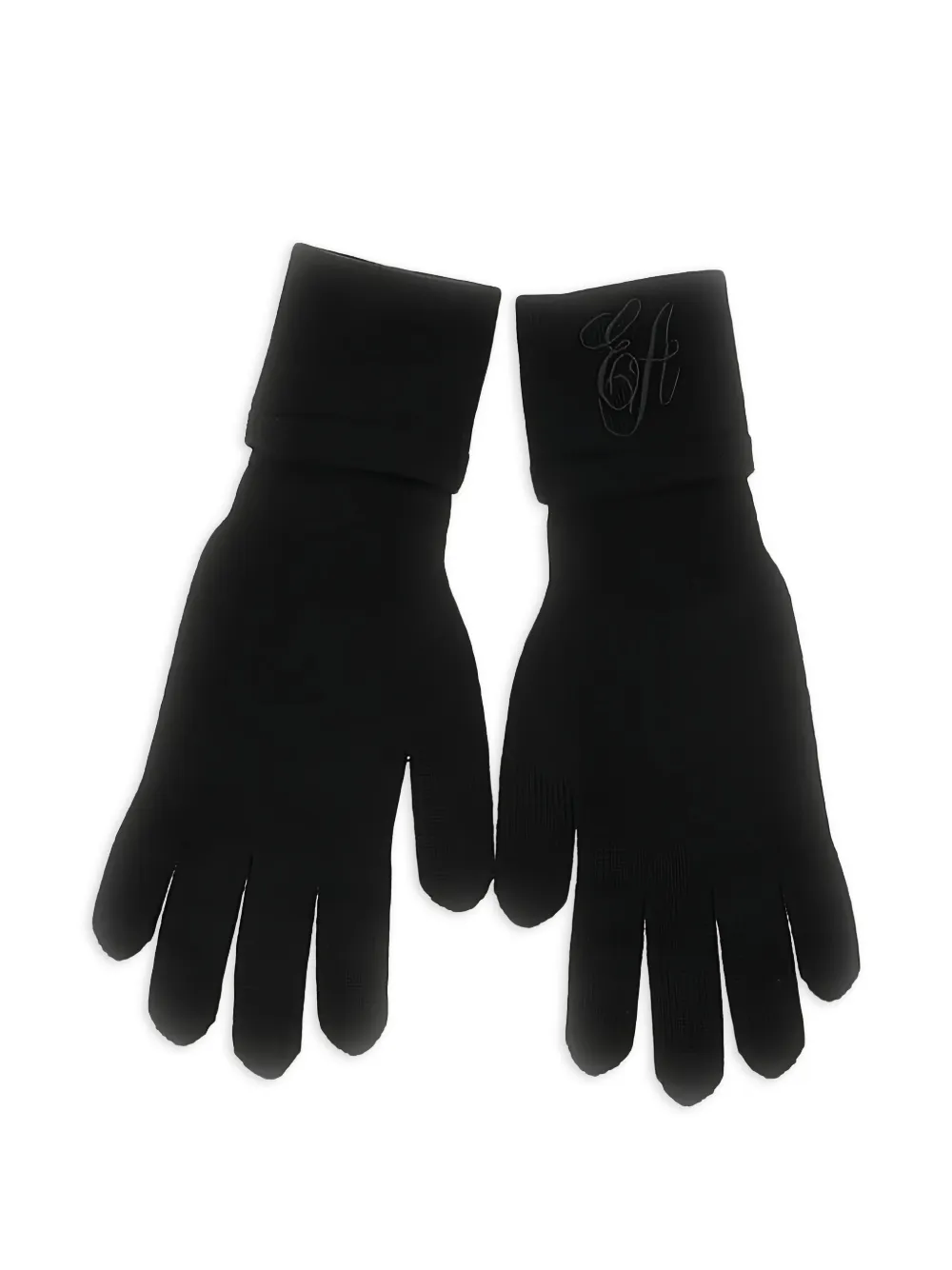 Emporio Armani logo-embroidered gloves Zwart