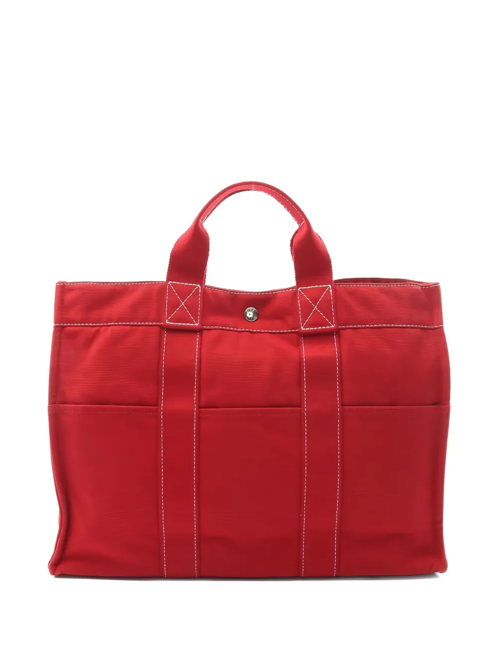Pre-owned Hermes 2010s Sac Deauville Mm Tote Bag In Red