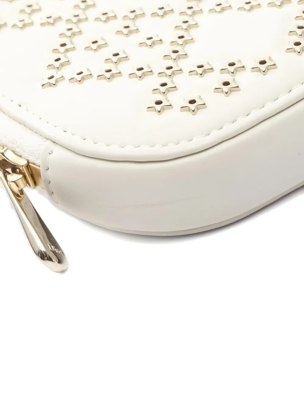 Pre-owned Dior 2000 Lady Star-studded Chain Phone Holder In White