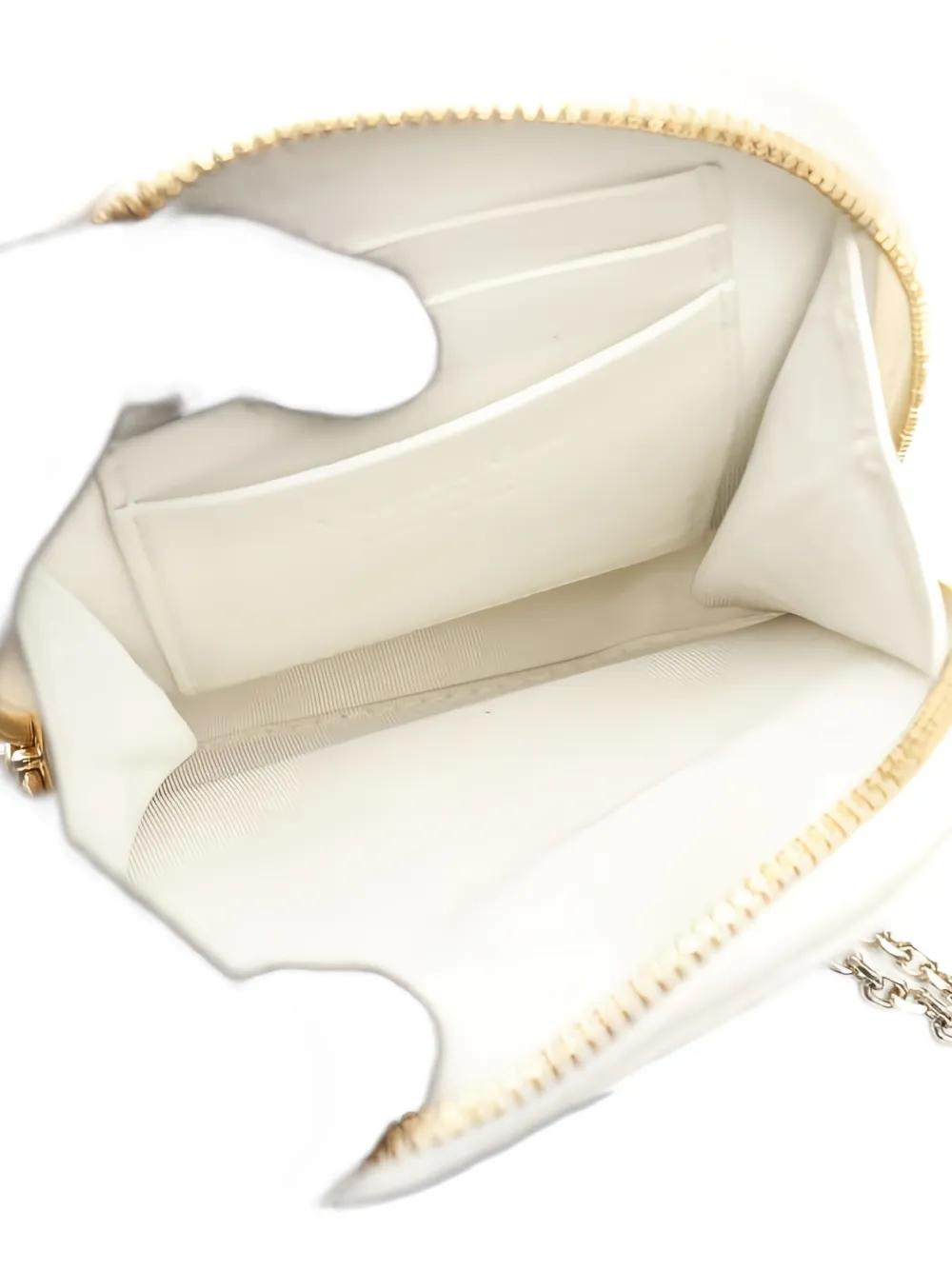 Pre-owned Dior 2000 Lady Star-studded Chain Phone Holder In White