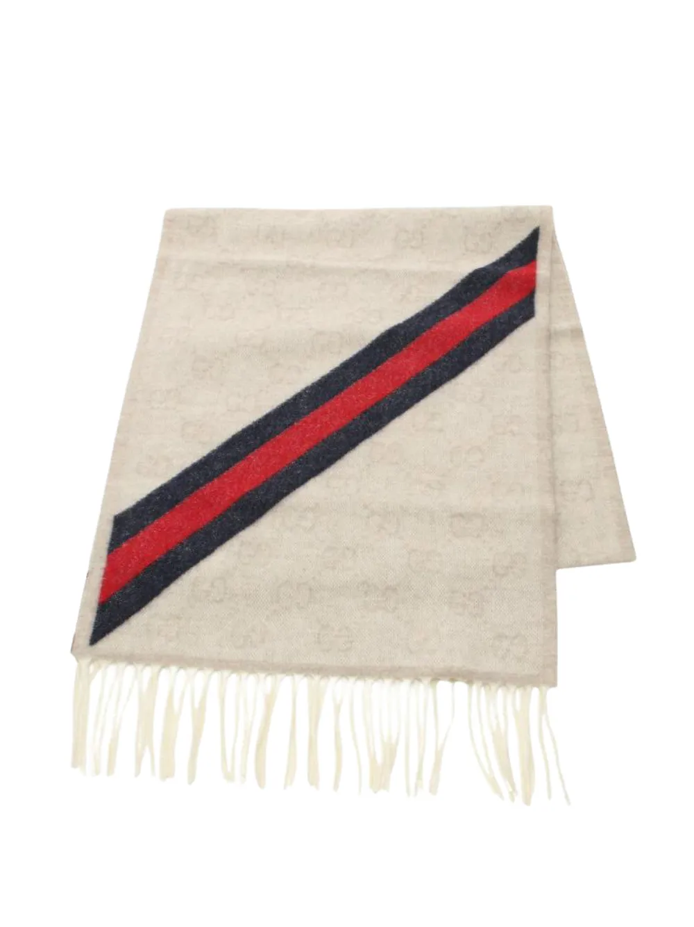 Gucci Pre-Owned GG-pattern fringed scarf - Toni neutri
