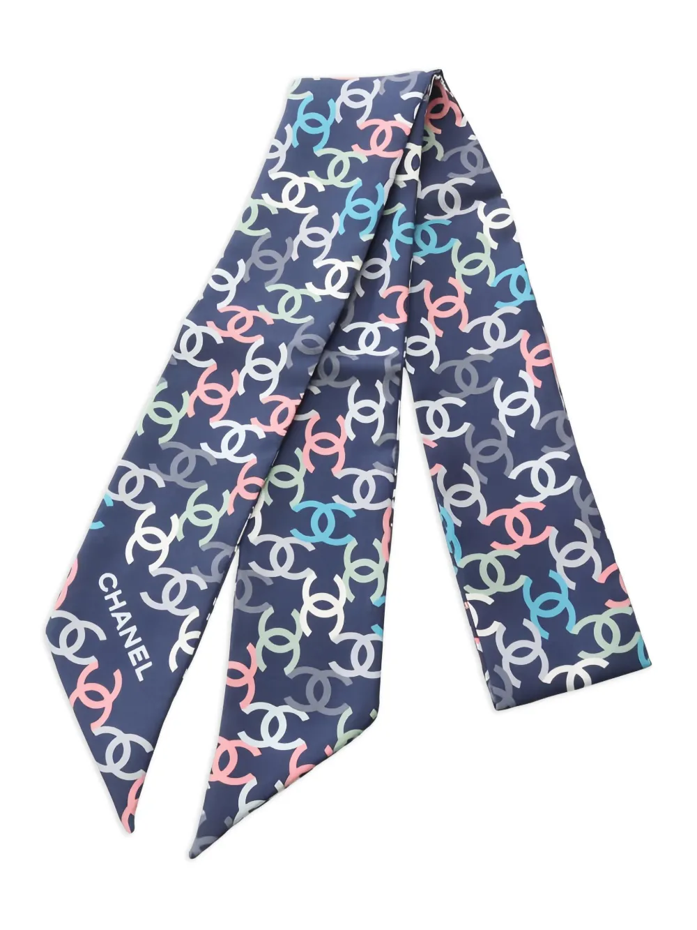 CHANEL Pre-Owned 1986-1988 logo-pattern scarf - Blu