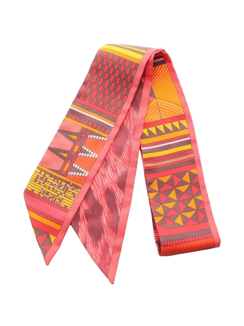 Pre-owned Hermes 2010s Pelage Et Camouflage Ribbon Scarf In Red