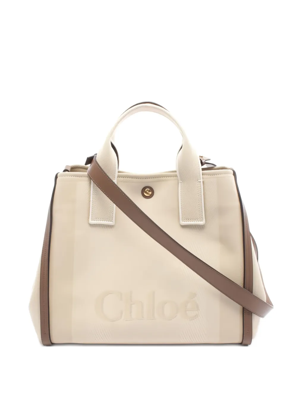 CHLOÉ Pre-owned 2010 Canvas Leather Carry Tote Bag In Neutral