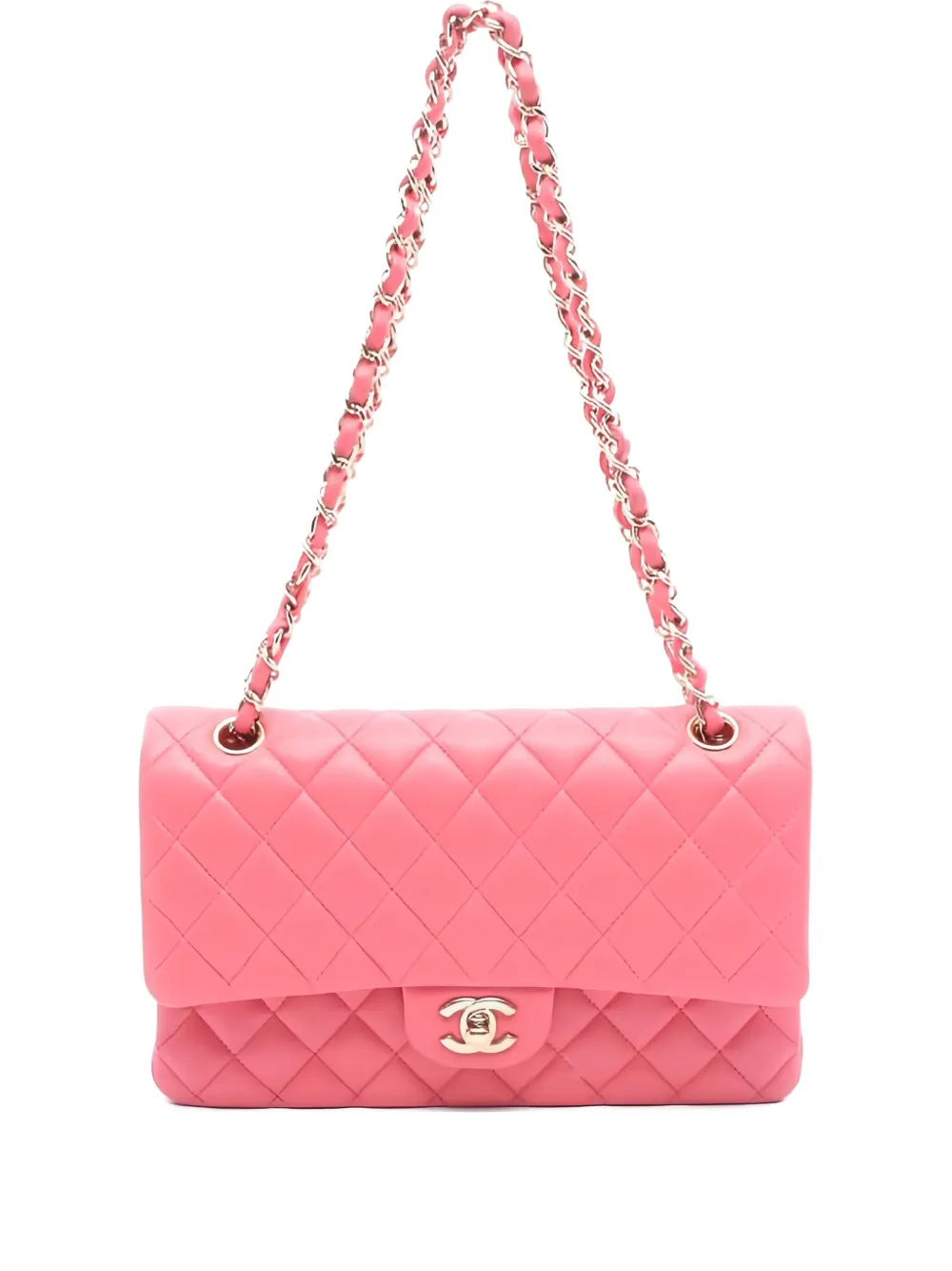 Pre-owned Chanel 2020-2021 Double Flap Shoulder Bag In Pink