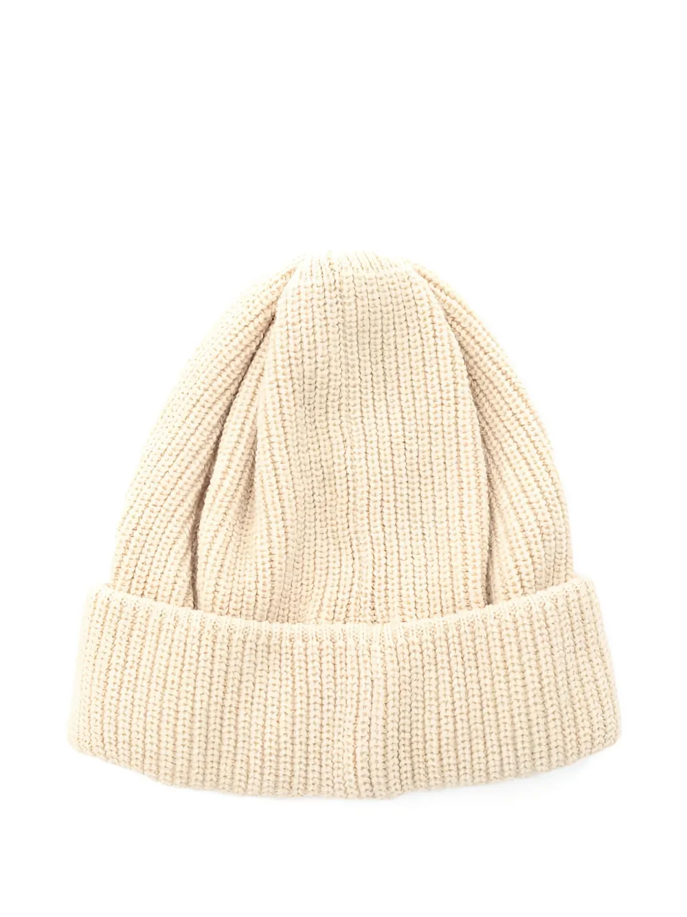 CHANEL Pre-owned 1986-1988 Beaded-logo Ribbed-knit Beanie Hat In Neutral