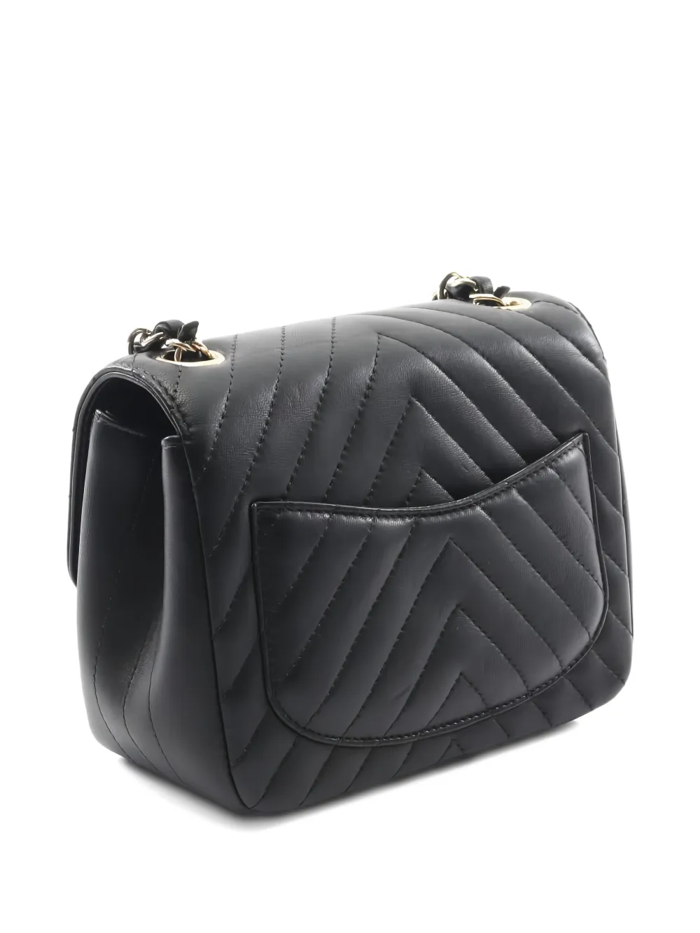 Pre-owned Chanel 2017-2018 Chevron-design Crossbody Bag In Black