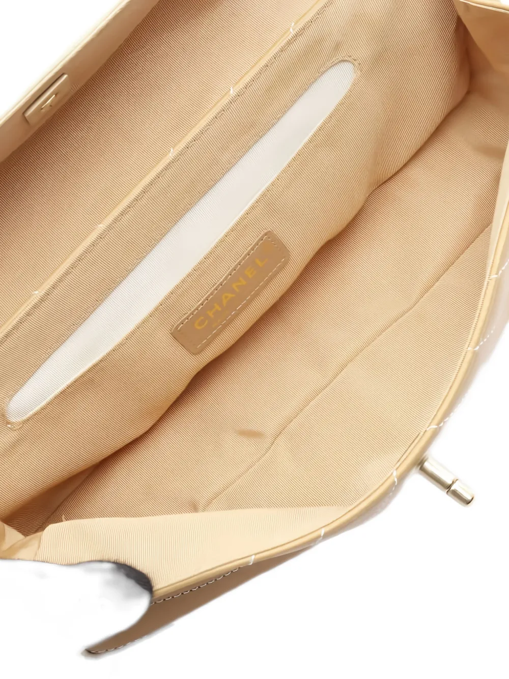 Pre-owned Chanel Wave Stitch Coco Mark Chain Shoulder Bag In Neutral