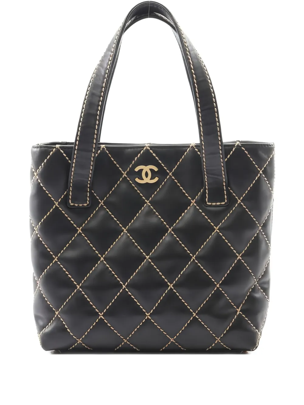 CHANEL Pre-Owned 2002-2003 Wild Stitched leather tote bag Zwart